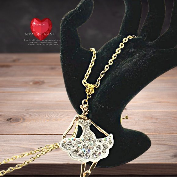 On Pointe Crystal Embellished Ballet Dancer Necklace - Picture 4 of 4